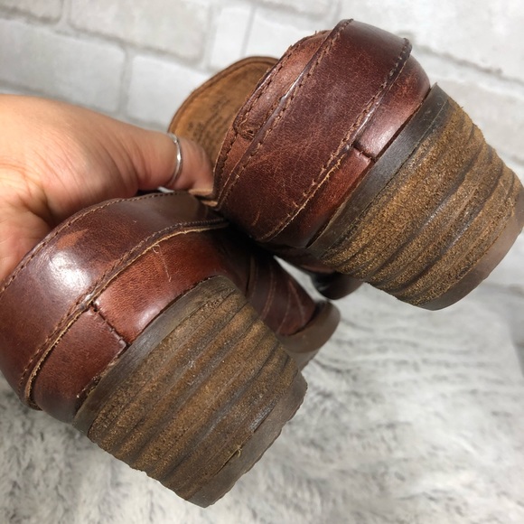 Western Style Stacked Heel Leather Mule Boots - Picture 8 of 8